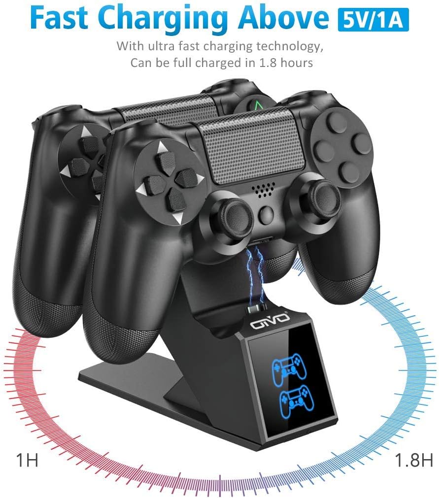OIVO PS4 Controller Charger, 1.8H Fast PS4 Charging Dock for Sony Playstation 4 Controllers - Image 4
