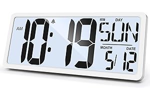 GEELION Large Digital Wall Clock with Backlight 15 Inch Digital Alarm Clock for Bedroom Wall Clocks Battery Operated Large Display with Temperature Desk Clocks for Office Living Room Decor