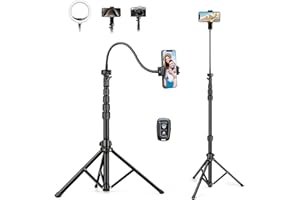 Nineigh 88" Tripod for iPhone, Phone Tripod with Gooseneck and Remote, Portable Cell Phone Tripod Compatible with Smartphone/Camera/Gopro, iPhone Tripod Stand for Video Recording Selfies Vlogging