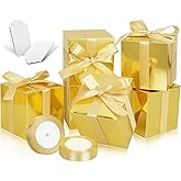 DOYIDE 50 Pack Small Gift Boxes, 2x2x2 Favor Boxes Gold Paper Gift Boxes with Lids for Presents, Crafting, Cupcake Boxes, Gifts, Candy Boxes for Wedding Party Bridal Shower Baby Shower Favors