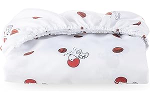 Berkshire Blanket Peanuts® Fitted Sheet Full Size(Only), Cute Character Snoopy Microfiber Sheet with Deep Pocket, Soft and Breathable, Snoopy Football Fun Sheet White
