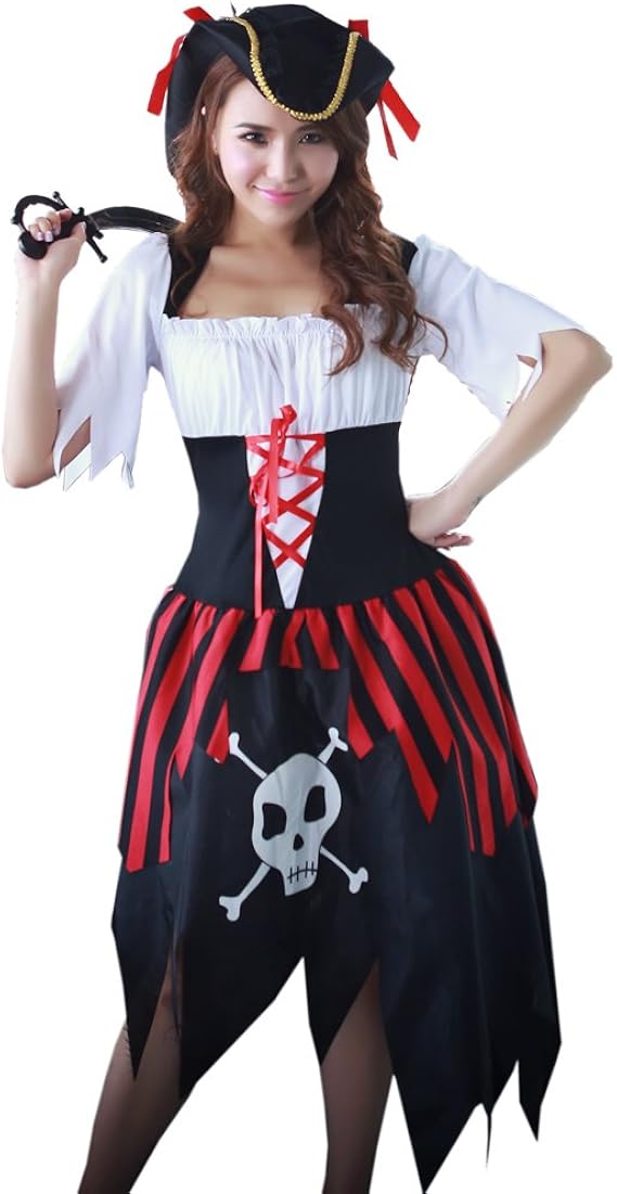 Amazon Co Jp ブライトララ コスチューム 海賊 パイレーツ ハロウィン コスプレ衣装 海賊服 仮装 水兵 ゾンビ レディース Pt1218 L 服 ファッション小物