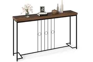 Giantex Industrial Console Table, 55" Narrow Entryway Table with H-Shaped Base & Spacious Tabletop, Behind Sofa Table for Sma