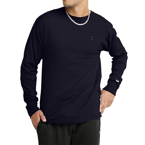 Champion Men's Classic Long Sleeve T-Shirt, Standard Fit, Script