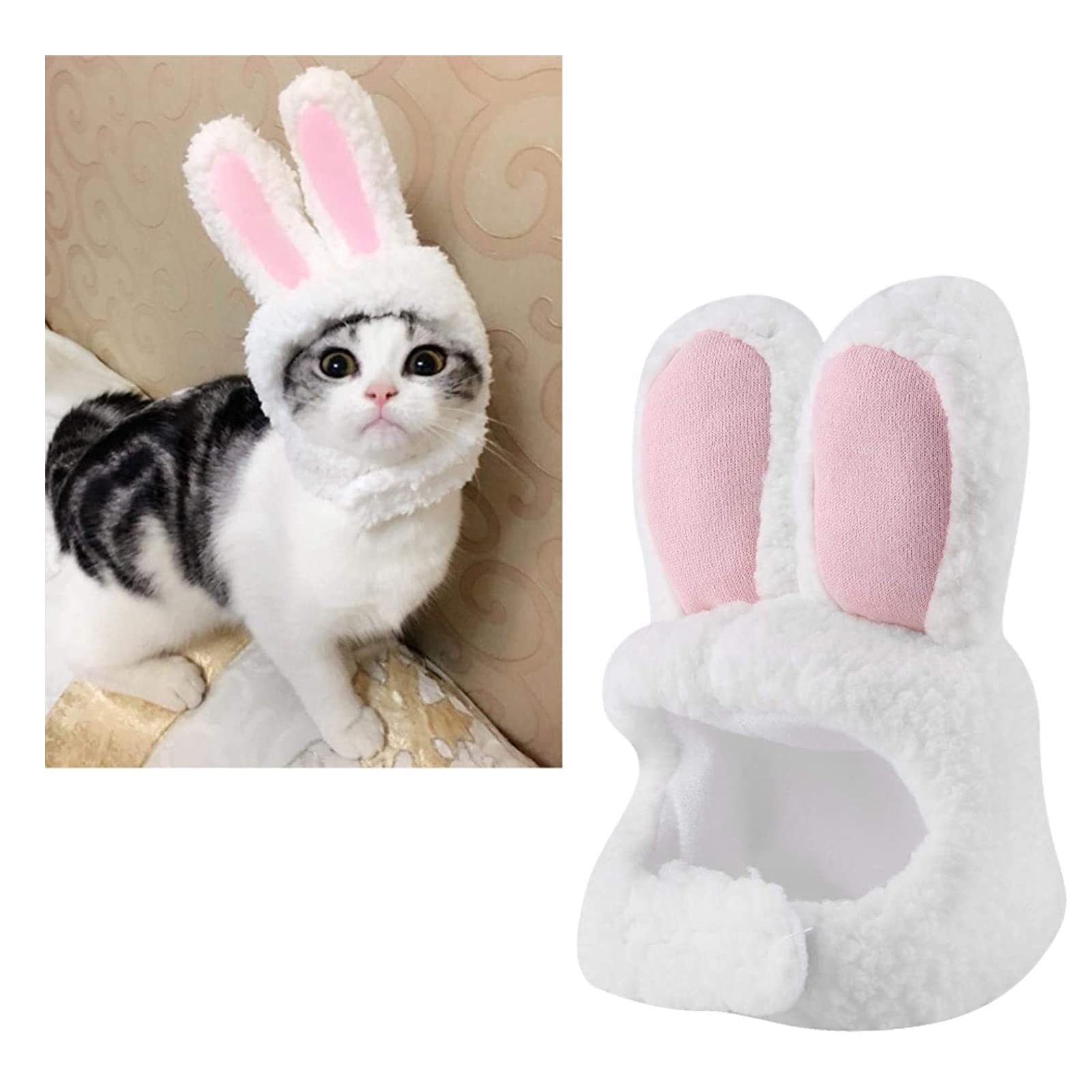 Dog Rabbit Costume, Rabbit Ear Cat Hat Cute Halloween Costume Bunny Rabbit Hat with Ears for Cats, Small Dogs, Pet Hat Party Costume