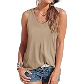 Smile Fish Women Scoop Neck Flowy Loose Fit Tank Top Sleeveless Summer Tops Shirts