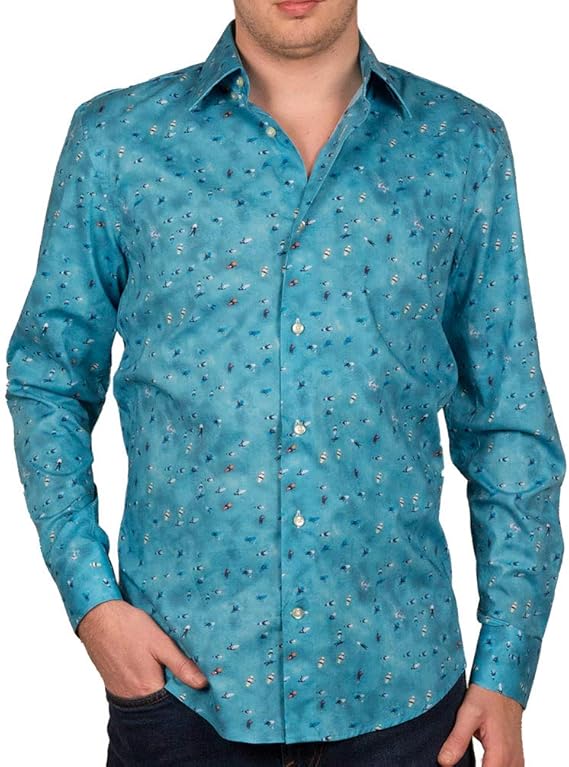 Amazon コトンドゥ Cotondoux アロハシャツ メンズ 長袖 ビンテージ レトロ 柄シャツ ブルー マリンリゾート M01ad15sea シャツ 通販