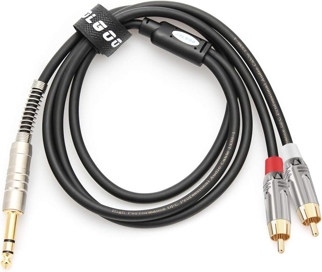 JOLGOO 1/4" TRS to Dual RCA Insert Cable, Male 6.35mm 1/4" TRS to 2RCA Y Splitter Patch Microphone Cable, 3.3 Feet: Industrial & Scientific