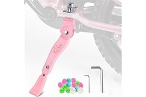 IPETRK Kickstand for Kids Bike for 16 18 20 Inch Adjustable Folding Center Mount Children's Bicycles Pink Aluminium Alloy Bike Kick Stand Easy Install