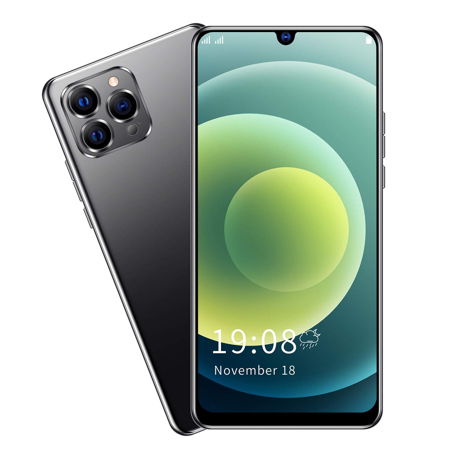 Unlocked Android Smartphone, 6.26in HD Screen Cell Phone, 2MP+2MP Camera 1GB + 8GB ROM Smartphone, Dual Card Dual Standby, Face Recognition, with +BT+FM+(Black)