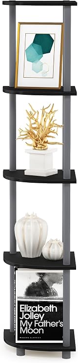Furinno Turn-N-Tube 5 Tier Corner Shelf Black Grey view 6