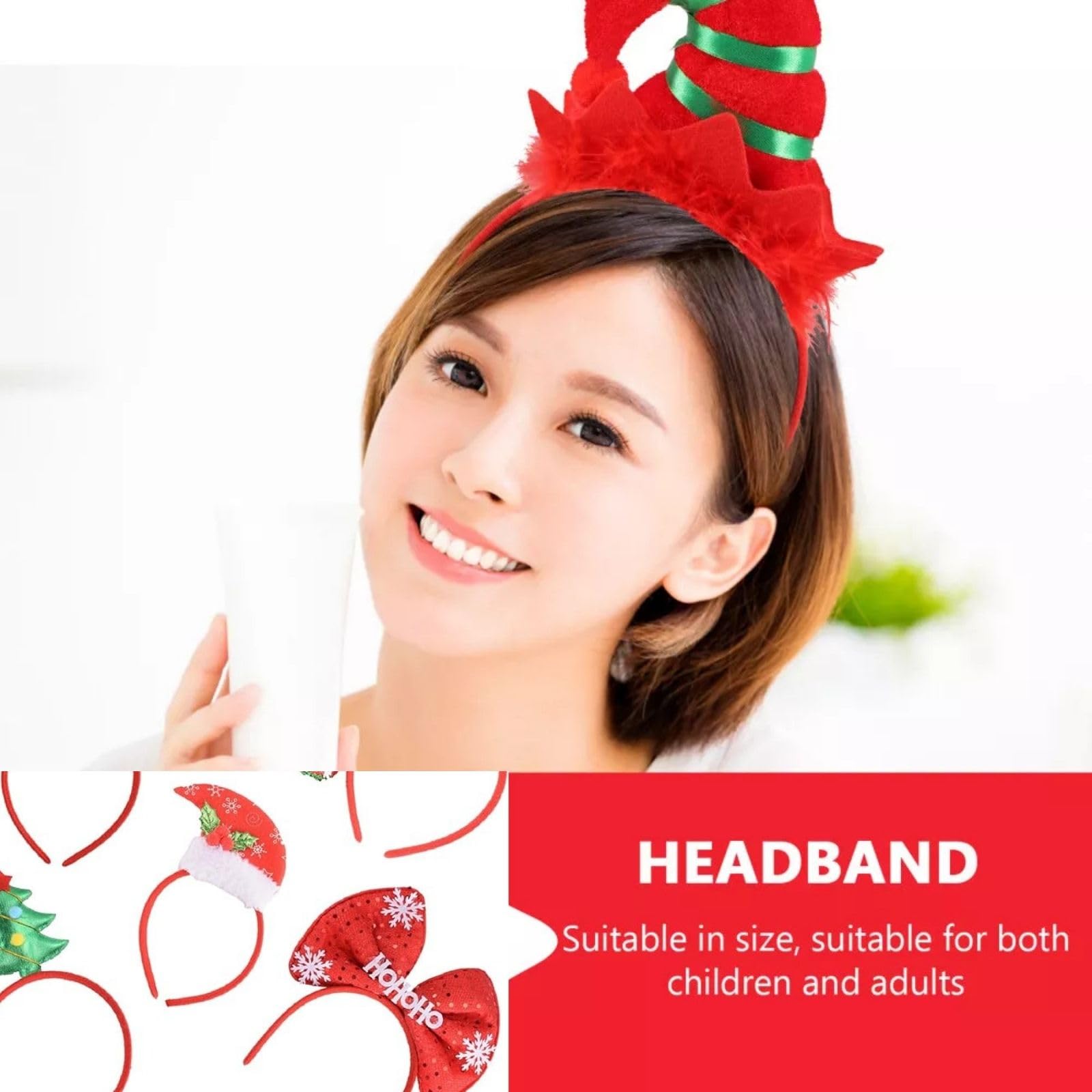 SEVEN STYLE 12 PCS Holiday Headbands,Cute Christmas head hat toppers,Great Fun and Festive for Christmas Party Favors Holiday Favors Photos Booth