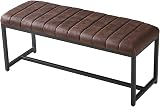 Hallowood Furniture Cullompton Dining Bench 110cm Brown Leather Effect view 8