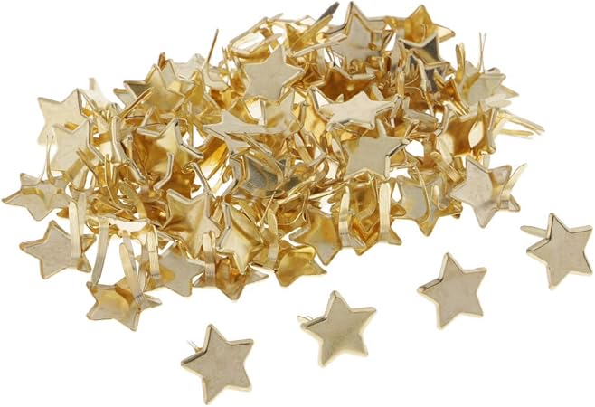 100 Piece Gold Star Head Split Pins Metal Brads Paper Fastener