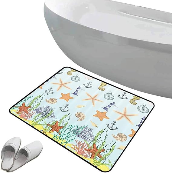 Alfombra de baño antideslizante de felpudo Caballito de mar Criaturas