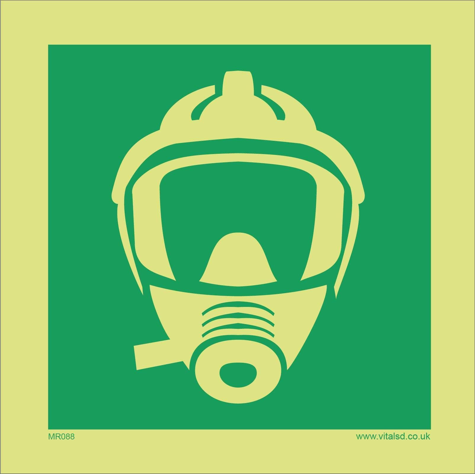 MR088 Emergency Escape Breathing Device Mask Rescue Fire Fumes Oxygen Sign 450mm x 450mm 10mm Extra Heavy Duty Foamex Foamboard