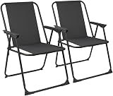 Harbour Housewares Folding Beach Deck Chairs Black Pack of 2