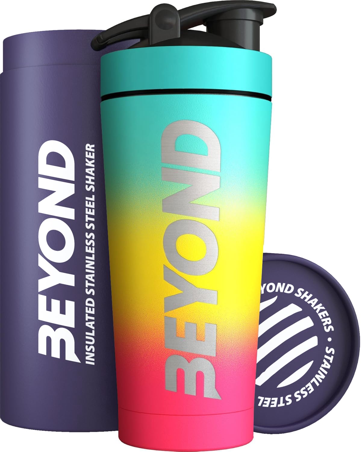 Beyond Shakers Insulated Metal Protein Shaker, Stainless Steel Supplement Bottle - BPA Free for Gym 735ml in Beach — image 1