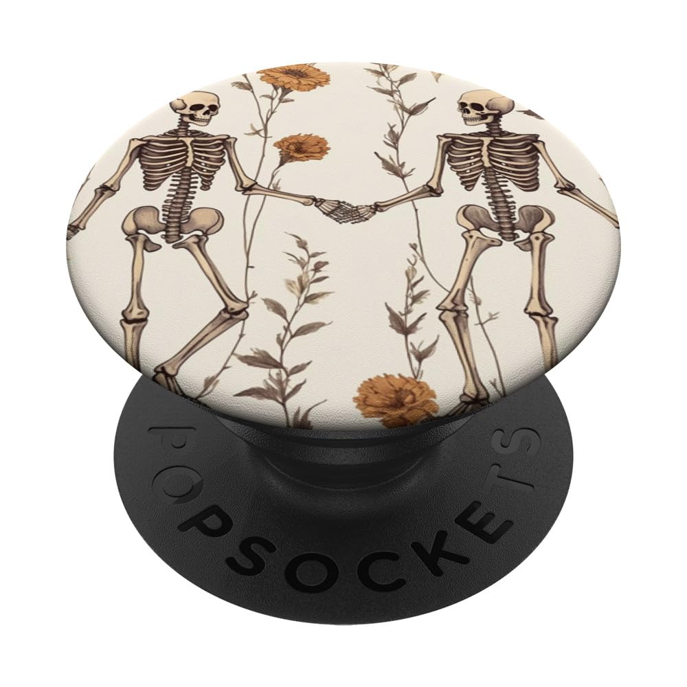 Brown Wildflower Skeleton Couple PopSockets Swappable PopGrip