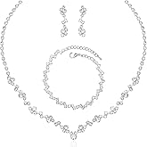 Aixiao Elegant Necklace Earrings Bracelet Crystal Bridal Wedding Jewelry Sets for Brides Bridesmaid Prom Formal Costume Accessories for Women