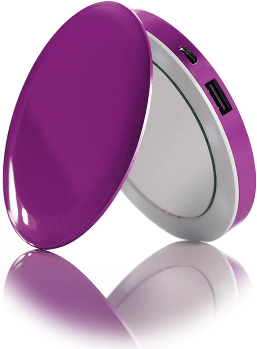 Sanho Pearl Compact Mirror + USB Battery Pack 3000mAh -Purple