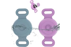 TYANUZZ Waterproof Airtag Dog Collar Holder Compatible with Apple AirTag, Silicone Waterproof Air Tag Case for Dog Collar, Anti-Lost AirTag Holder for Pet Cat Dog GPS Tracker (2 Pack,Light Blue & Purple)