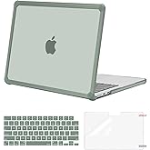 MOSISO Compatible with MacBook Air 13 inch Case 2026 2025 2024-2022 M4 A3240 M3 A3113 M2 A2681, Crack-Resistant Heavy Duty Protective Hard Case with TPU Bumper&Keyboard Cover&Screen Film,Emerald Green