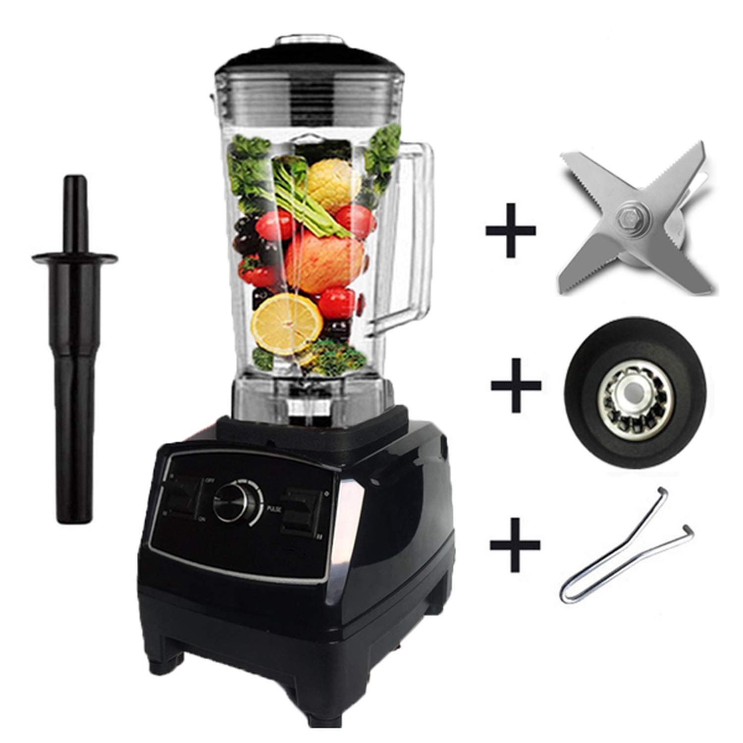 2200W Heavy Duty Commercial Blender Professional Blender Mixer Food Processor Japan Blade Juicer Ice Smoothie Machine,Black full parts1,US Plug