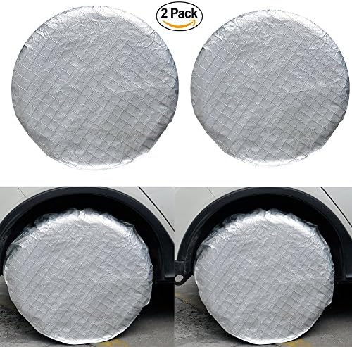 Tire Covers for 26"-28" Wheels Aluminum Film Fabric Auto Car RV Tire Waterproof Sun Protectors 2 Pack