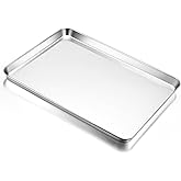E-far Large Baking Sheet, 20”x14” Stainless Steel Cookie Sheet Pan for Oven, Non Toxic Metal Baking Tray for Cake Cookies, Healthy & Rust Free, Mirror Finish & Dishwasher Safe, 1 Pack