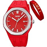 SKMEI Watches for Men Silicone Easy Read Waterproof Sport Casual Fashion Analog Quartz Luminous Fathers Gifts Black Wrist Watch