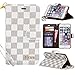 iPhone 7 Plus Case,GX-LV iPhone 7 Plus Classic Plaid Pattern Wrist Strap Leather Wallet Case Cover with Card Slots for iPhone 7 Plus,GX-LV® Retail Packaging,White
