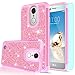 LeYi LG Aristo Case,LG Risio 2 Case,LG Phoenix 3/ Fortune/Rebel 2 LTE/ K8 2017 Case with HD Screen Protector for Girl Women, Glitter Cute [PC Silicone Leather] Protective Case for LG LV3 TP Pink