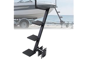 YEEJINHONG 4 Step Boat Trailer Steps,Heavy Duty Boat Steps with Handle Boat Ladder Trailer Tongue Step, Universal Fit for Bass Boat, Pontoon Boat, Non-Slip Safe Access