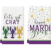 Artoid Mode Lobster Iris Happy Mardi Gras Kitchen Towels Dish Towels, 18x26 Inch Farmhouse Decoration Cleaning Set of 2