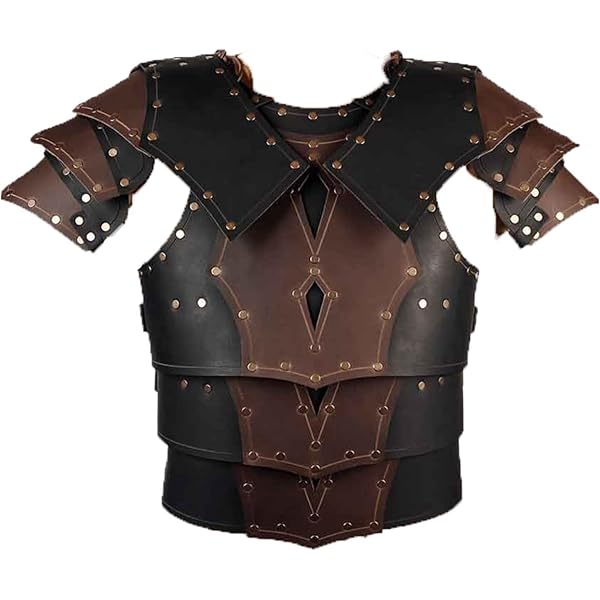 Vintage Faux Leather Knight Pauldron – Single Shoulder Armor With Feathers For Cosplay, LARP & Halloween