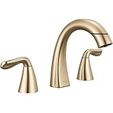Delta Arvo Brushed Gold Bathroom Faucet with Sprayer, 8 Inch 3 Hole Widespread Bathroom Sink Faucet with Pull Out Sprayer, Push-Pop Drain, Champagne Bronze 35840LF-CZPD