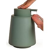 INGOFIN Ceramic Soap Dispenser, 14 oz Bathroom Hand Soap Dispenser, Liquid Dispenser with Pump, Refillable Modern Lotion Dish Dispenser for Kitchen, Matte Green