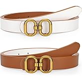 TRIWORKS Reversible Leather Belt for Women with Gold Buckle Ladies Leather Belt for Jeans Pants