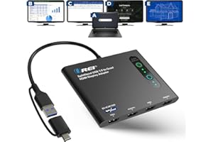 OREI SplitExtend HDMI Splitter Extended Display for Quad Monitor - Multi-Monitor Display 5 Separate Screens - USB-C Adapter t