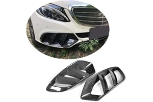 MCARCAR KIT Carbon Fiber Front Mesh Grill Vent Fits for Mercedes Benz C Class W205 Base Sedan 2015-2018 Factory Outlet Fog Lamp Intake Canard Fender Scoop (Carbon Fiber)
