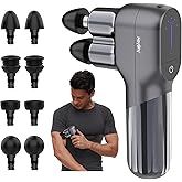 HEYCHY Mini Massage Gun - Deep Tissue Percussion Massager with Dual Heads, 5 Speed Levels & 4 Attachments, Portable Handheld Muscle Recovery Gun for Athletes, Travel & Pain Relief
