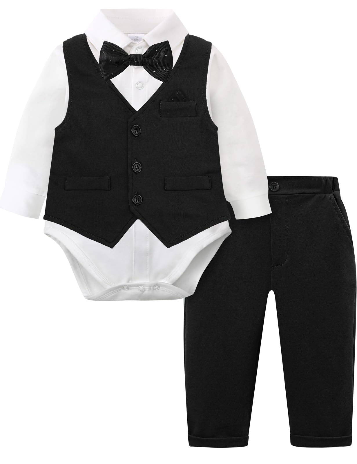 Photo 1 of A&J DESIGN Baby Tuxedo Boys Infant Suits Wedding Gentleman Formal Dress Easter Ring Bearer Outfit 9-12 Months Black