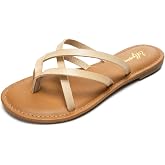 Luffymomo Women's Strappy Flat Sandals | Elastic Open Toe Slippers,Fisherman Casual Sandals