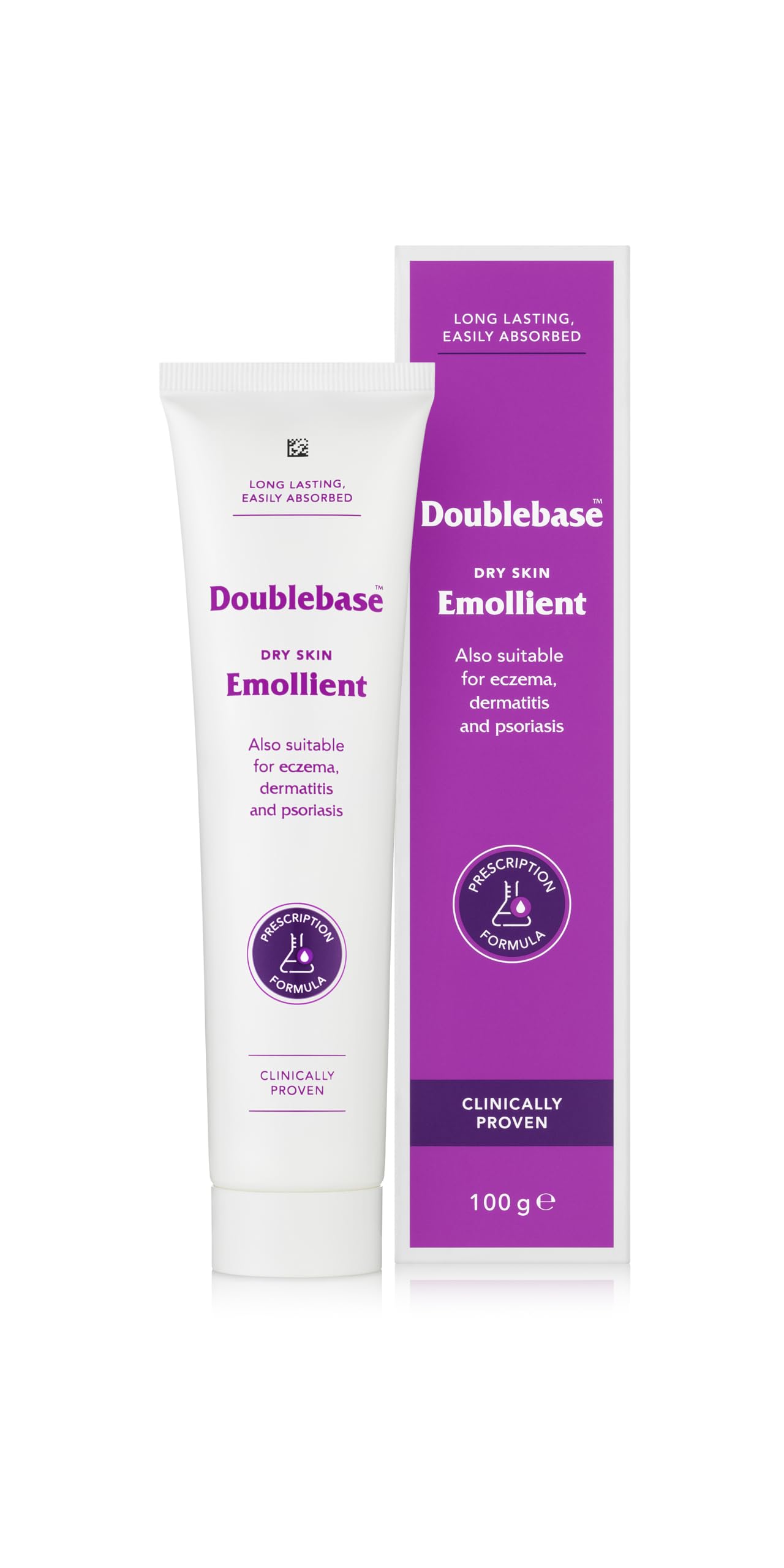 Doublebase Dry Skin Emollient. Clinically Proven Moisturiser for Eczema, Psoriasis and Dermatitis Treatment. Body Cream for Dry Skin Relief, 100g Tube