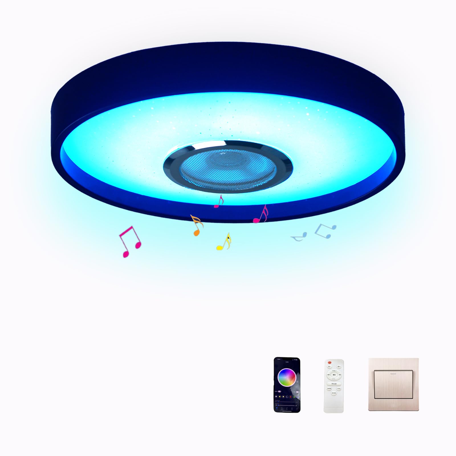 Photo 1 of Smart LED Waterproof Shower Ceiling Light Fixture With Bluetooth Speaker,11Inch 18W,3000-6500K