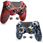 Bcofo 2 Pack for PS-4 Controller, Wireless Controller for PS-4/Pro/Slim/PC, Programmable, RGB Light, 1000mAh Battery, Dual Vibration, 6-Axis Gyro, Share, Touch Pad,Speaker&amp;Audio Jack