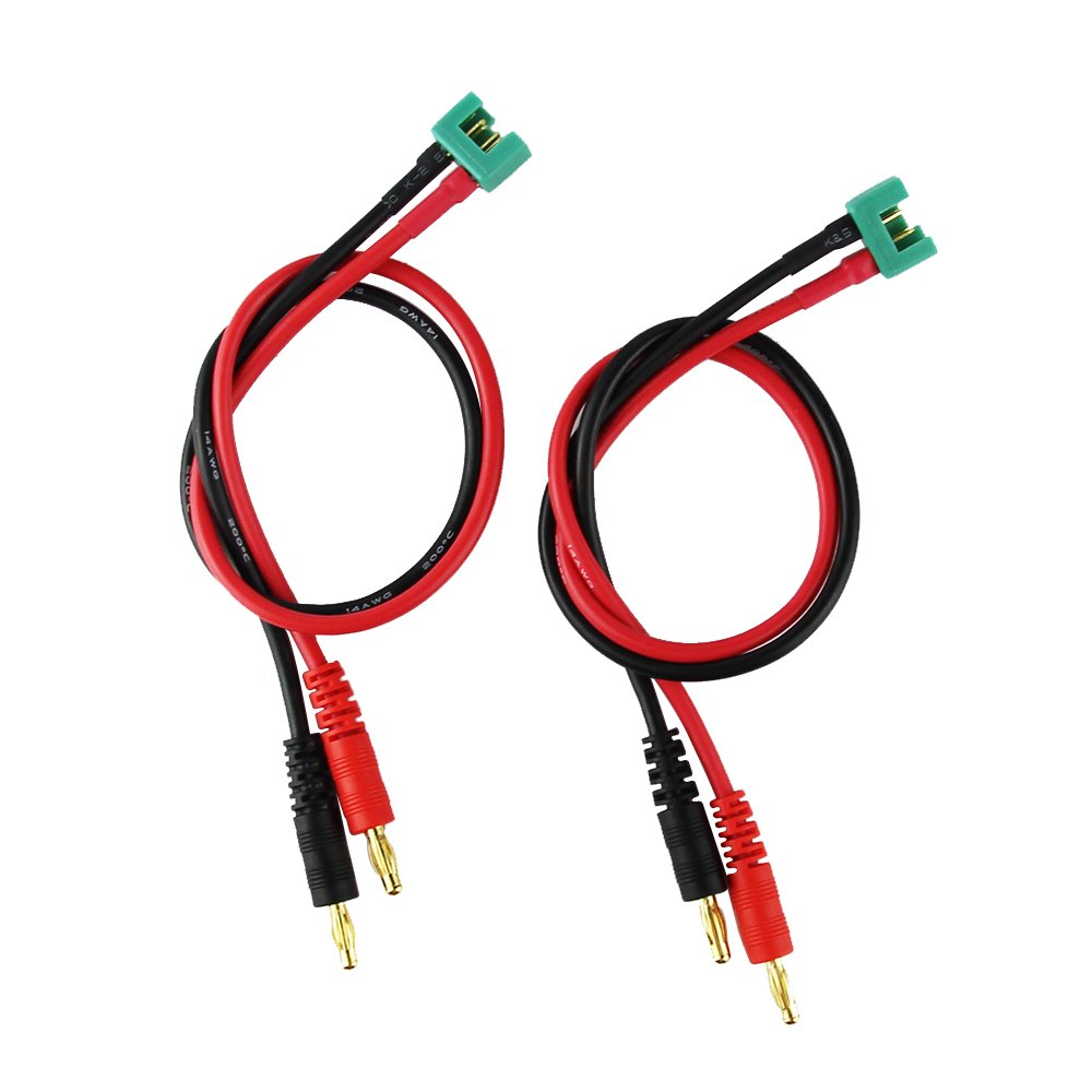 OliYin MPX Male to 4mm Banana Plug MPX Plug Connector 14awg 30cm 11.8inch Charging Cable Wire for FPV RC(pack of 2)
