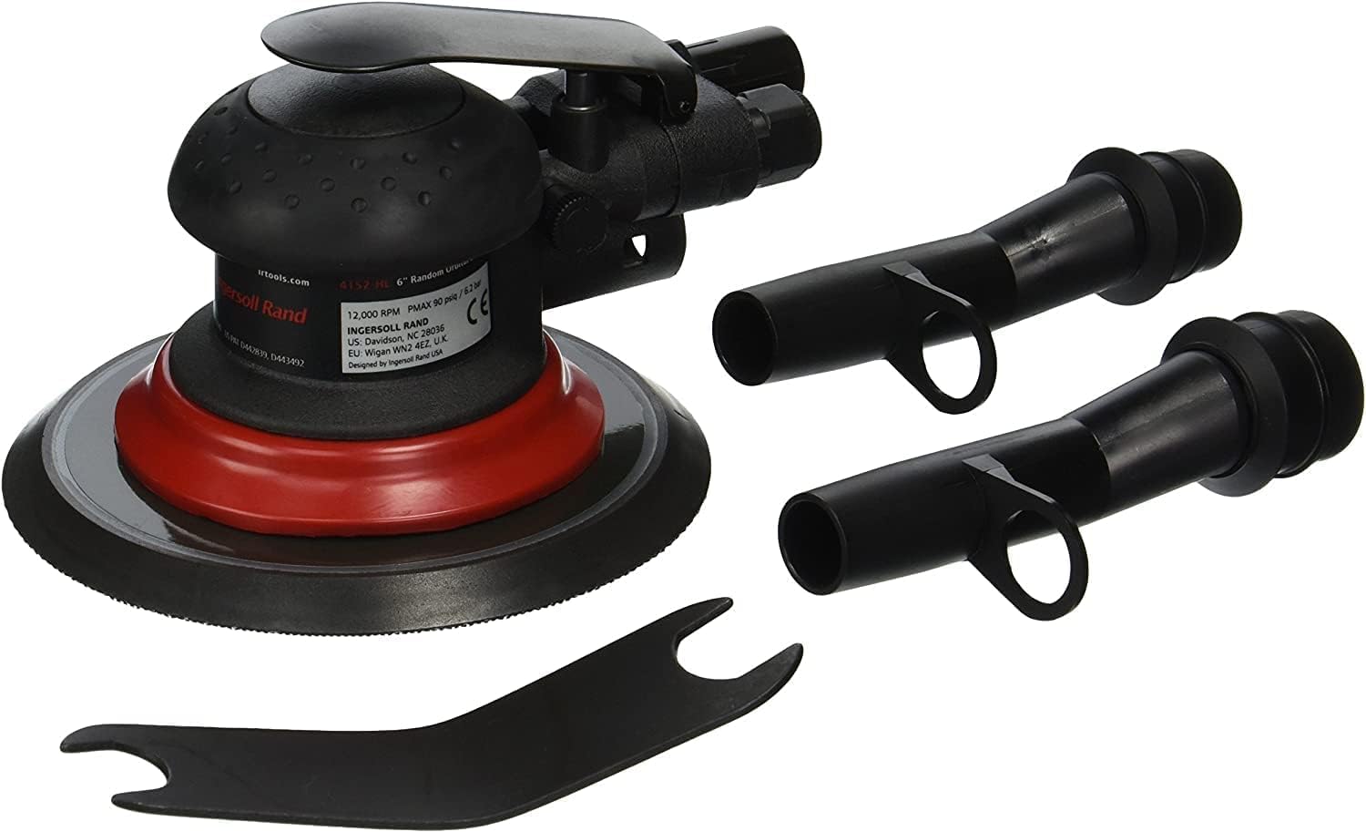 Ingersoll Rand 4152-HL Air Sander – 6" Ultra-Duty Vacuum-Ready Pneumatic Orbital Sander, 2.5mm Orbit, 12,000 RPM, Hook-and-Loop Pad, Lube-Free Motor.