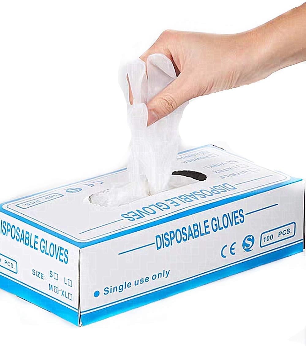 Haihong 100 pcs M Size PVC one-time Inspection Gloves Without Powder Hygiene Transparent Food Grade Fingerprint Touch Screen Work Protection Isolation